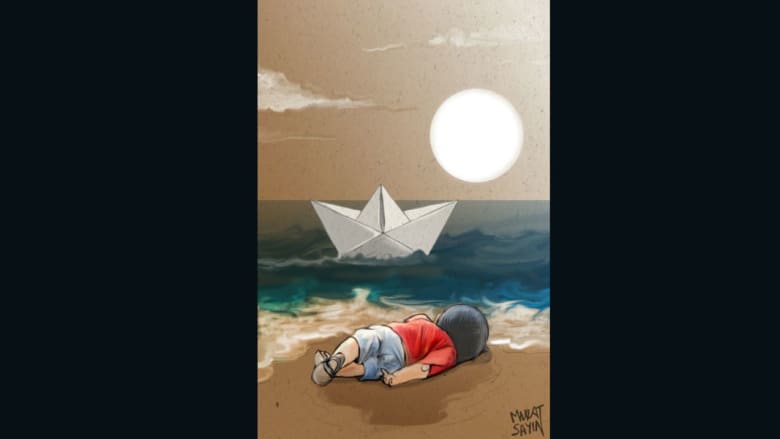 كلنا الطفل السوري اللاجئ آلان كردي..ناشطون وفنانون من حول العالم يعيدون رسم مأساة الطفولة والحرب