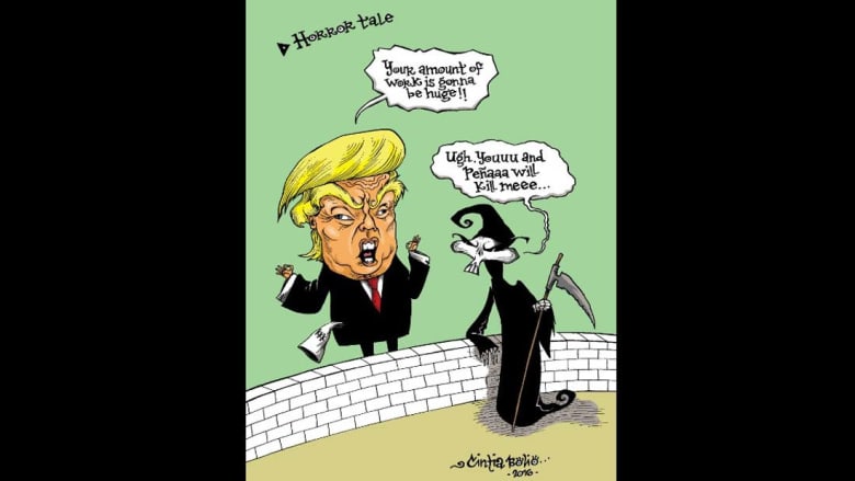 هكذا عبر رسامو الكاريكاتور عن انتصار ترامب وهزيمة كلينتون