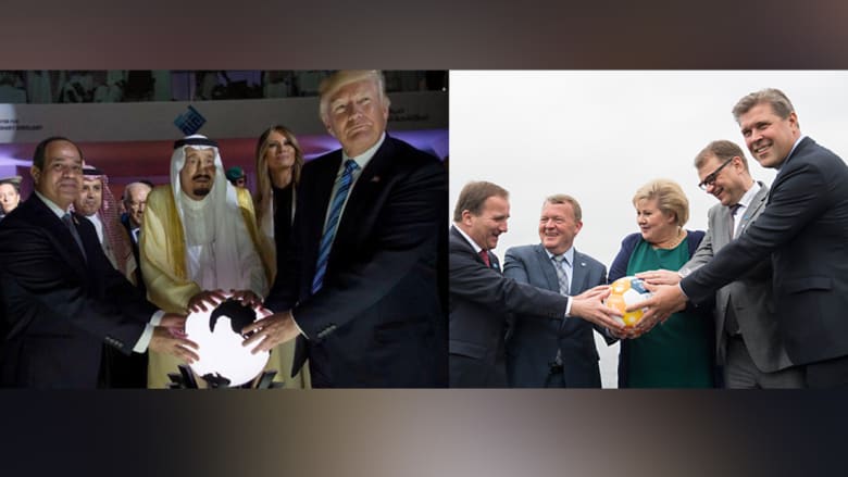 زعماء دول الشمال يحاكون صورة الملك سلمان والسيسي وترامب.. من يحكم العالم؟