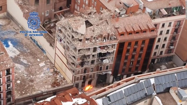 شاهد.. لقطات جوية تُظهر حجم الدمار الهائل جراء انفجار مدريد
