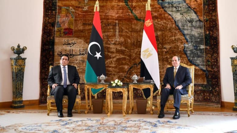 جانب من لقاء الرئيس المصري و رئيس المجلس الرئاسي الليبي