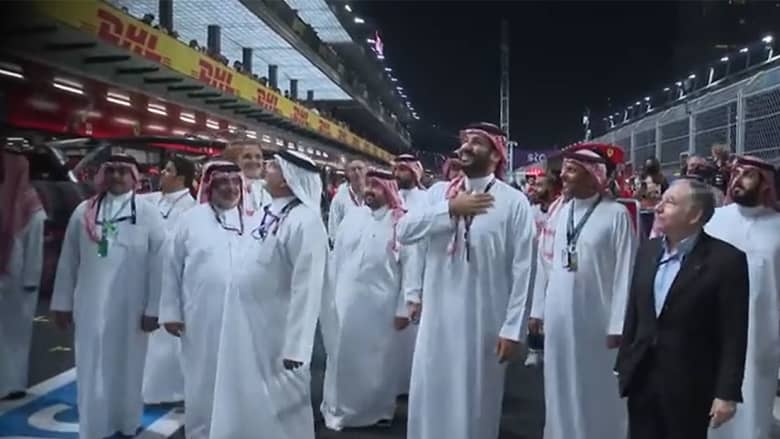 ولي العهد السعودي خلال افتتاح سباق الفورمولا وان 