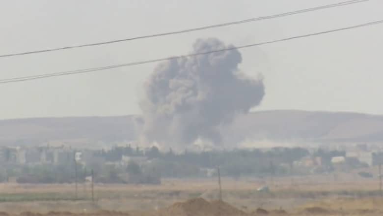 بالفيديو.. كاميرا CNN ترصد غارات التحالف على داعش في كوباني