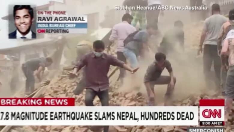 فيديو بثته CNN يطمئن عائلة على نجاة ابنها من ركام زلزال النيبال
