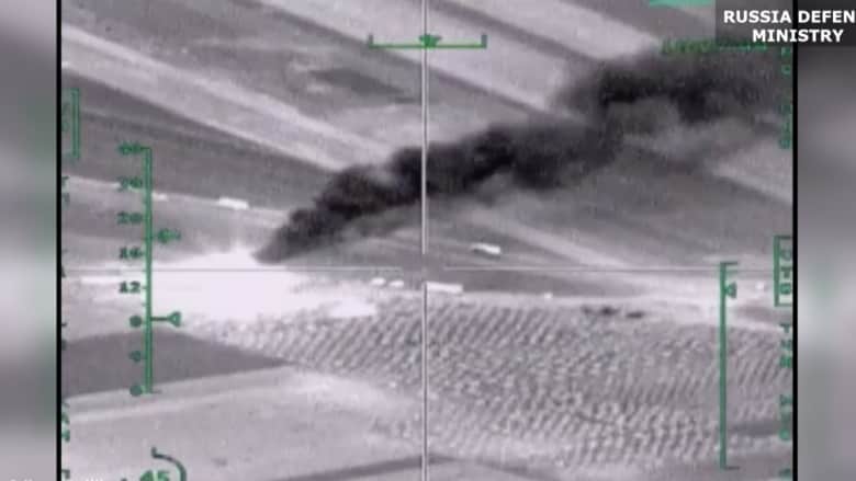 بالفيديو.. شاهد لحظة استهداف مقاتلات روسية مواقع داعش في سوريا
