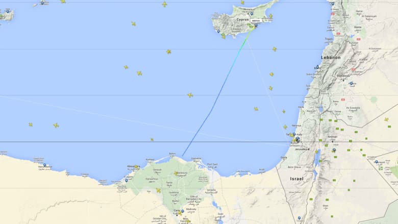 تابع على الخريطة رحلة الطائرة المصرية المخطوفة من الإسكندرية إلى قبرص