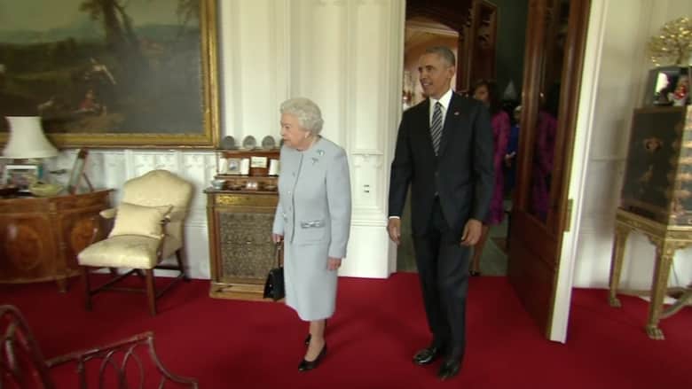 بالفيديو: أوباما يدعو بريطانيا للبقاء في الاتحاد الأوروبي.. والملكة اليزابيث تستضيفه على الغداء