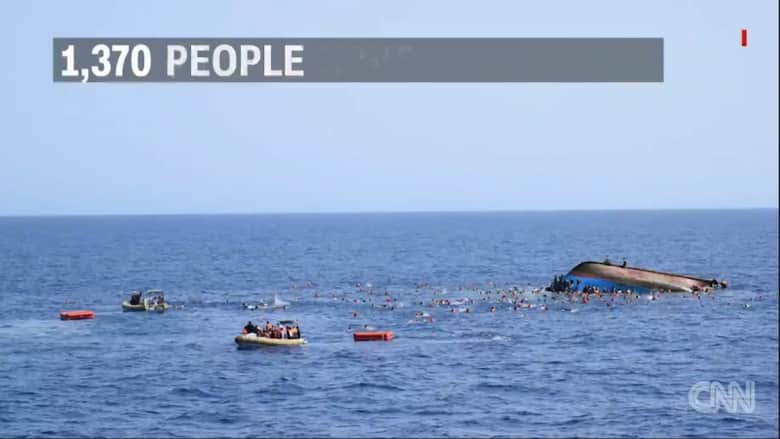بالفيديو: انقلاب سفينة مهاجرين في المتوسط ووفاة خمسة أشخاص