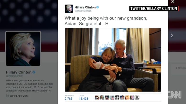 هيلاري كلينتون ترزق بحفيد جديد.. وتنشر صوراً تجمعها به في تويتر