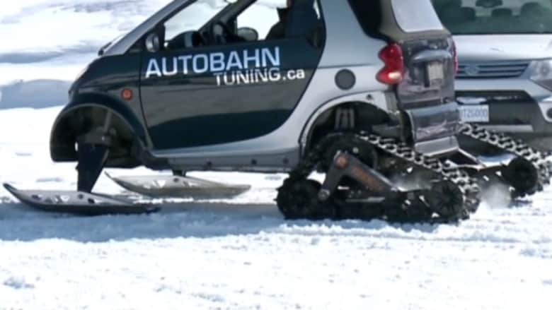 بالفيديو: ميكانيكي كندي يعدل سيارة "سمارت" للتزلج على الثلوج