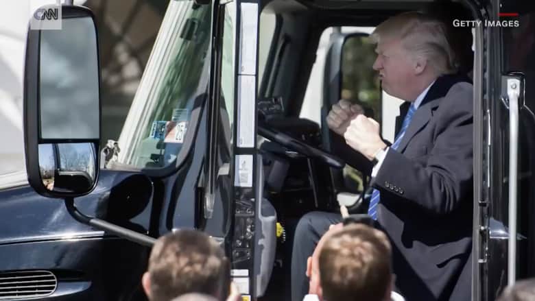 شاهد.. ترامب على متن شاحنة