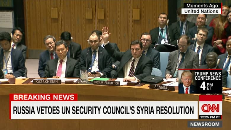شاهد الفيتو الروسي ضد قرار حول سوريا بمجلس الأمن