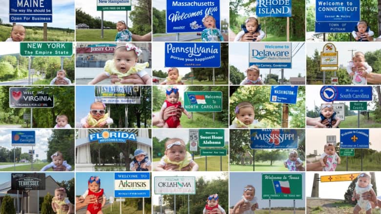 طفلة تزور جميع الولايات الأمريكية البالغ عددها 50 ولاية