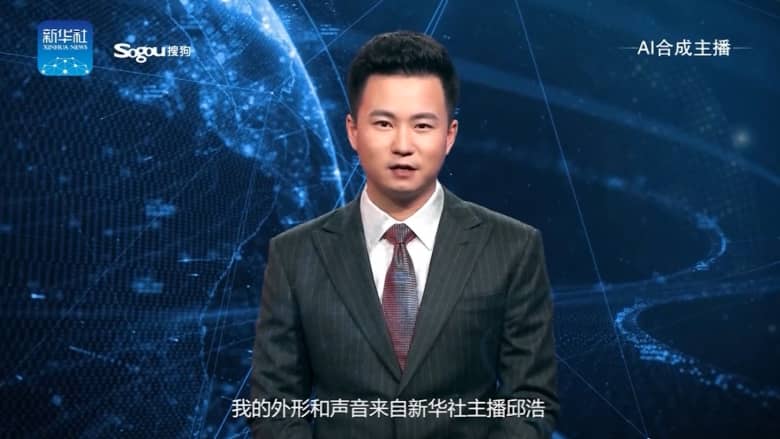 أول مذيع مصنوع بالذكاء الاصطناعي على الهواء مباشرة بالصين