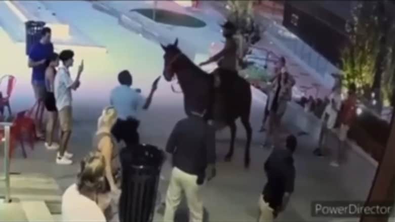 مواجهة غريبة بين شرطي أمريكي ورجل يرفض الترجل عن حصان.. شاهد ما حدث