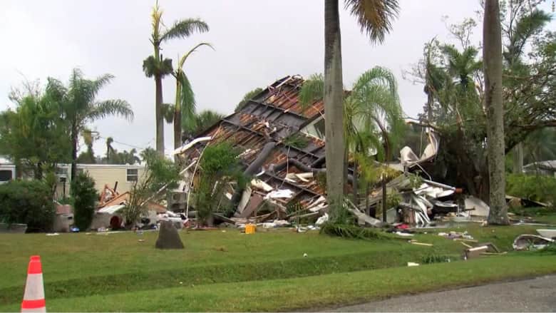 شاهد.. هذا هو الدمار الذي خلفه إعصار قوي في فلوريدا