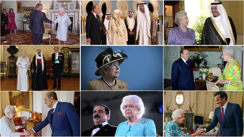 بالصور.. الملكة إليزابيث الثانية مع قادة دول عربية