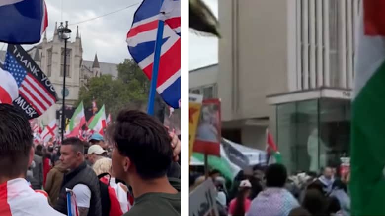 تزامن بين مسيرتي "توحيد المملكة" و"يوم النكبة المؤيدة للفلسطينيين" في لندن