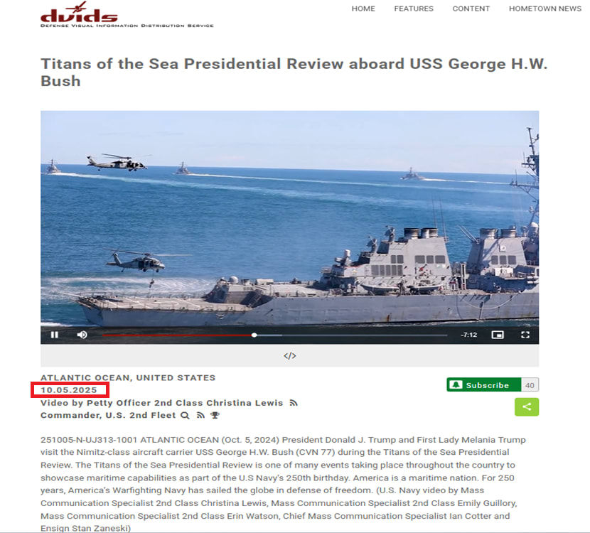 لقطات مشابهة للفيديو المتداول، نٌشرت في موقع DVIDS بتاريخ 5 أكتوبر/تشرين الأول 2025.