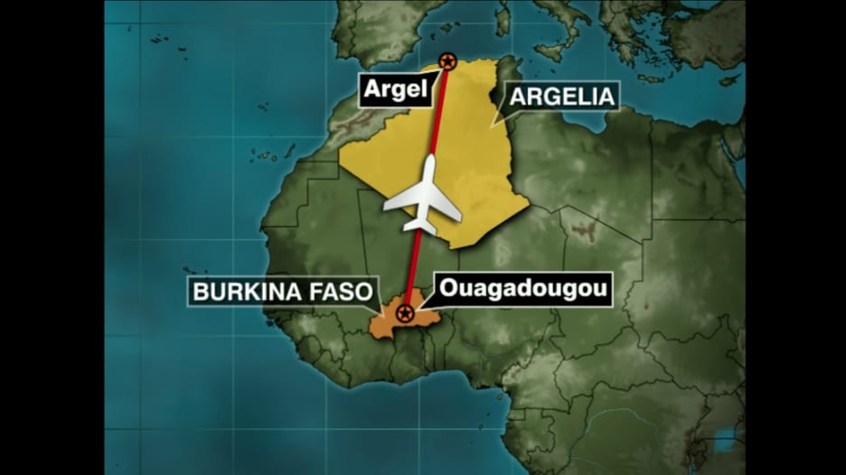 خريطة مسار الرحلة الجزائرية المفقودة وموقع الحطام