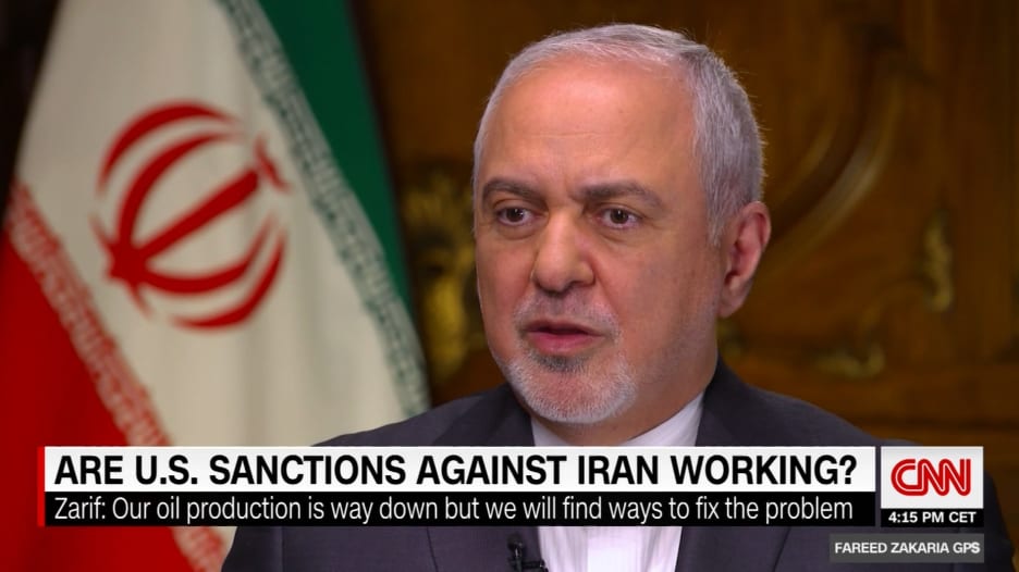 ظريف لـCNN: لن نكشف عن هوية الجهات التي تستورد نفط إيران