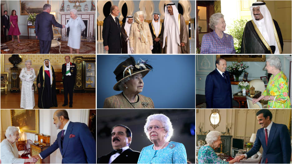 بالصور.. الملكة إليزابيث الثانية مع قادة دول عربية