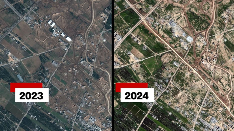 إسرائيل تشق طريقًا يقسم غزة لشطرين.. شاهد ما كشفته صور الأقمار الصناعية