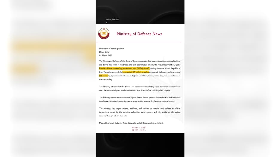 قطر تسقط طائرتين ومسيرات إيرانية وتعترض صواريخ.. إليكم التفاصيل