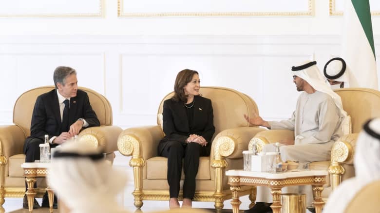جانب من لقاء نائب الرئيس الأمريكي كامالا هاريس و الشيخ محمد بن زايد رئيس دولة الإمارات