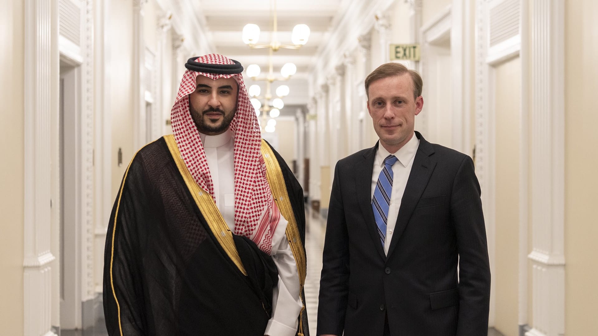 مستشار الأمن القومي الأمريكي جيك سوليفان و نائب وزير الدفاع السعودي، الأمير خالد بن سلمان