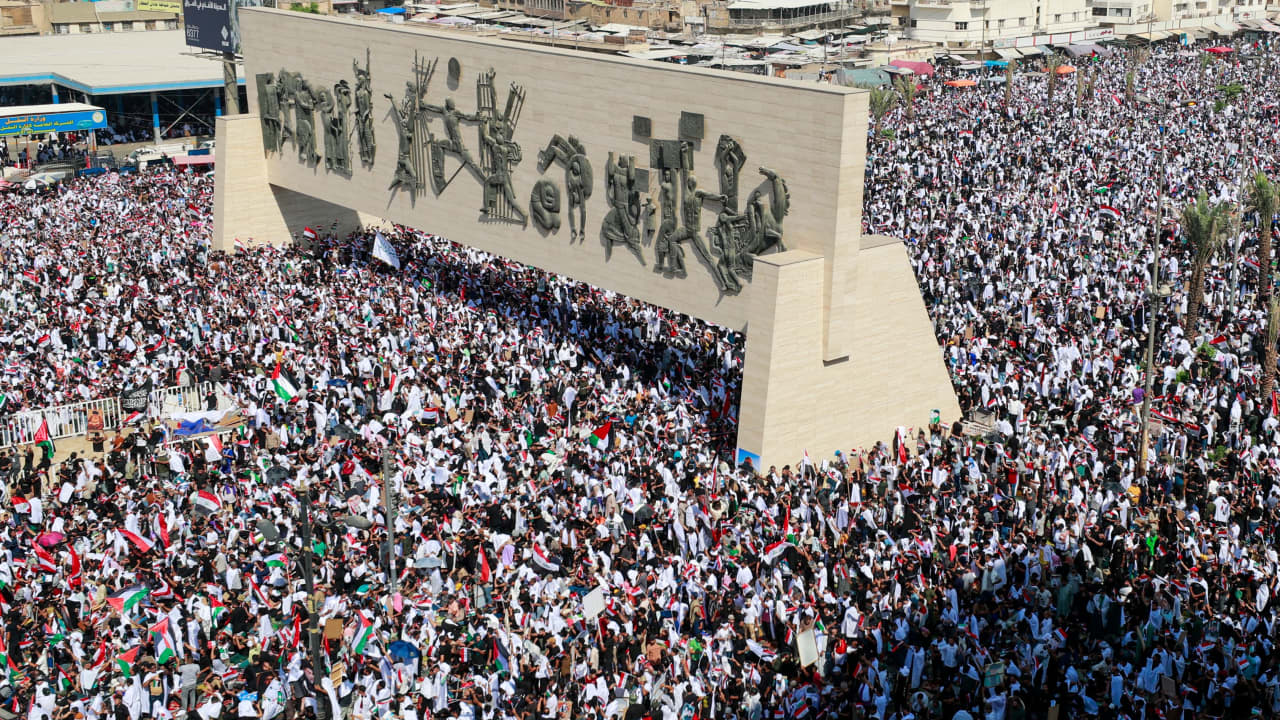 العراق..مئات الآلاف يتجمعون في بغداد في أكبر احتجاج مؤيد للفلسطينيين منذ عقود