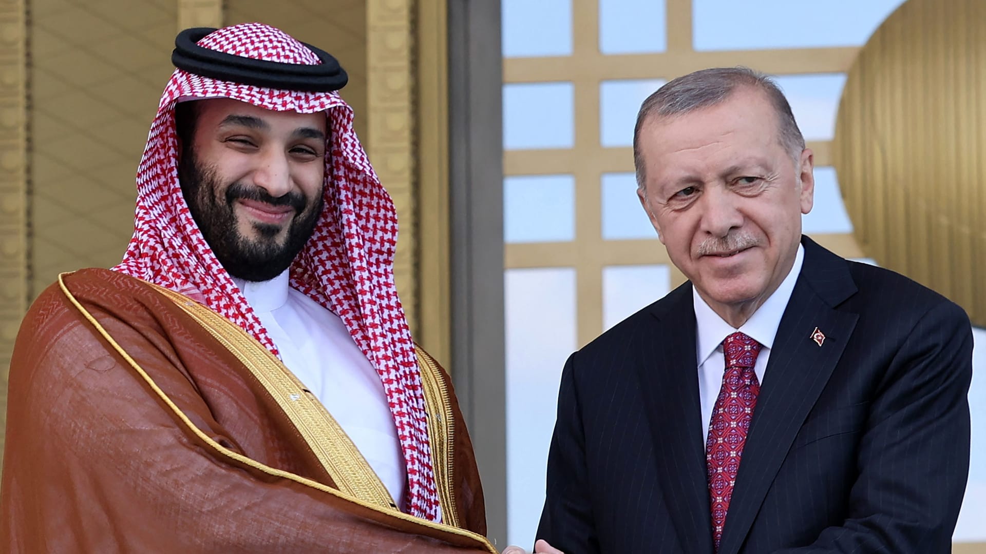 جانب من لقاء الرئيس التركي وولي العهد السعودي 