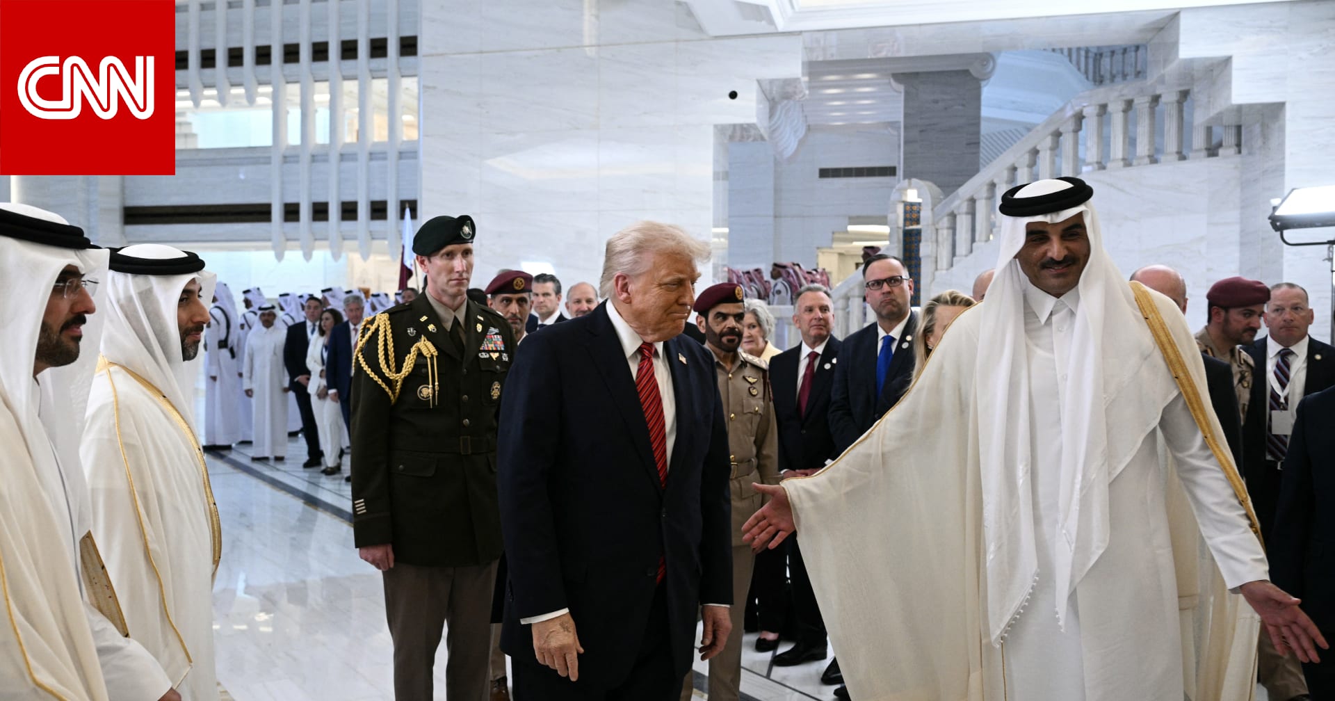 استقبال ترامب في قطر بموكب من الجمال وشاحنات "سايبرترك" حمراء