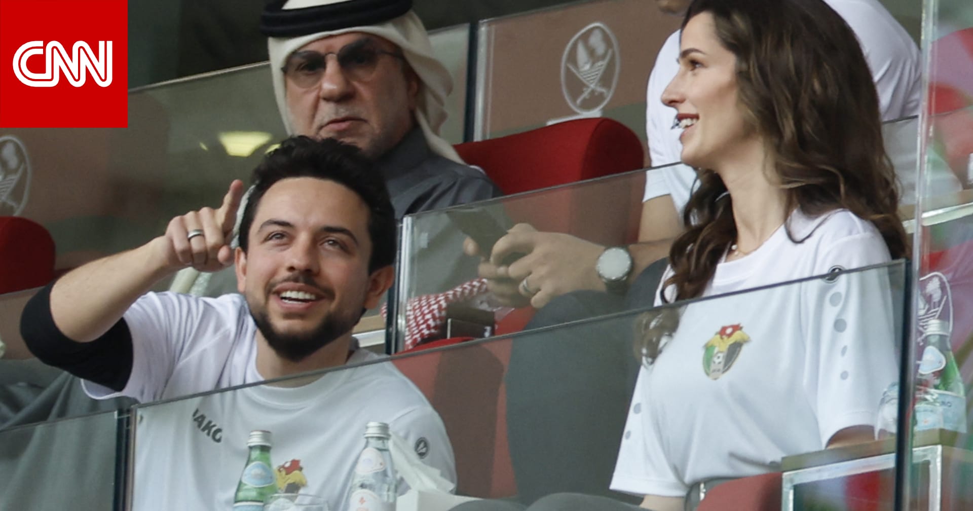 ولي عهد الأردن والأميرة رجوة يصلان إلى ملعب لوسيل لحضور نهائي كأس العرب