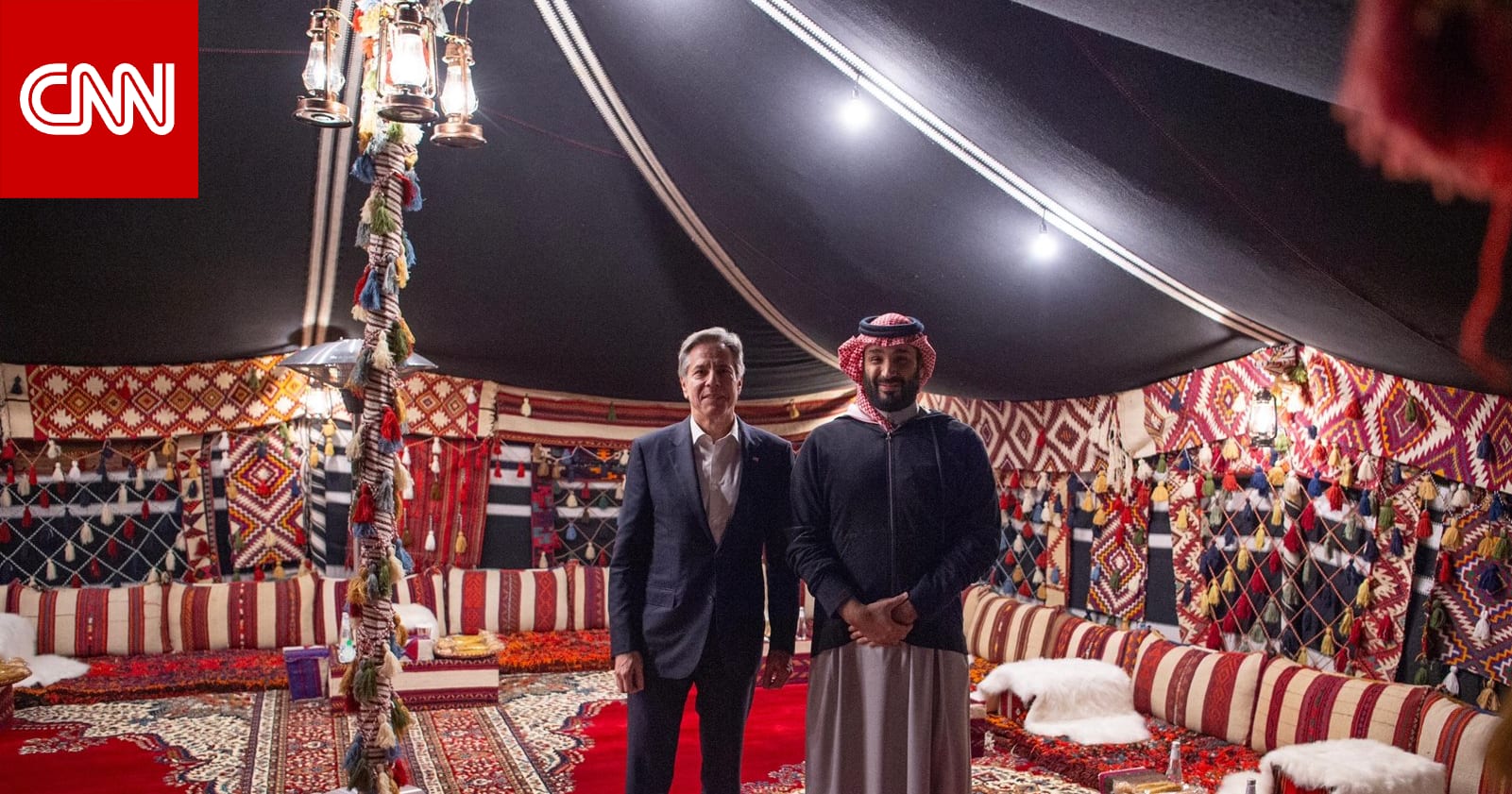 ولي العهد السعودي يلتقي وزير الخارجية الأمريكي في المخيم الشتوي في العلا.. ماذا ناقشا؟