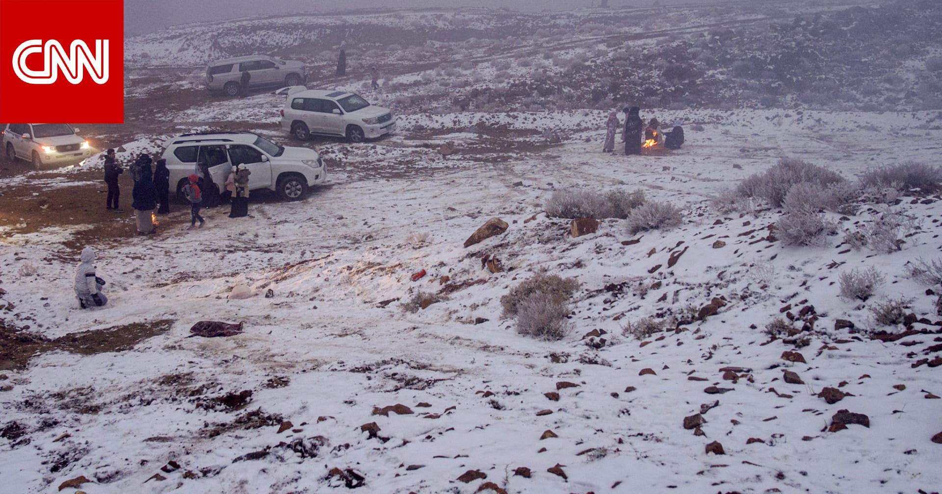 السعودية.. تفاعل على مشاهد تساقط الثلوج في جبال اللوز بمنطقة تبوك