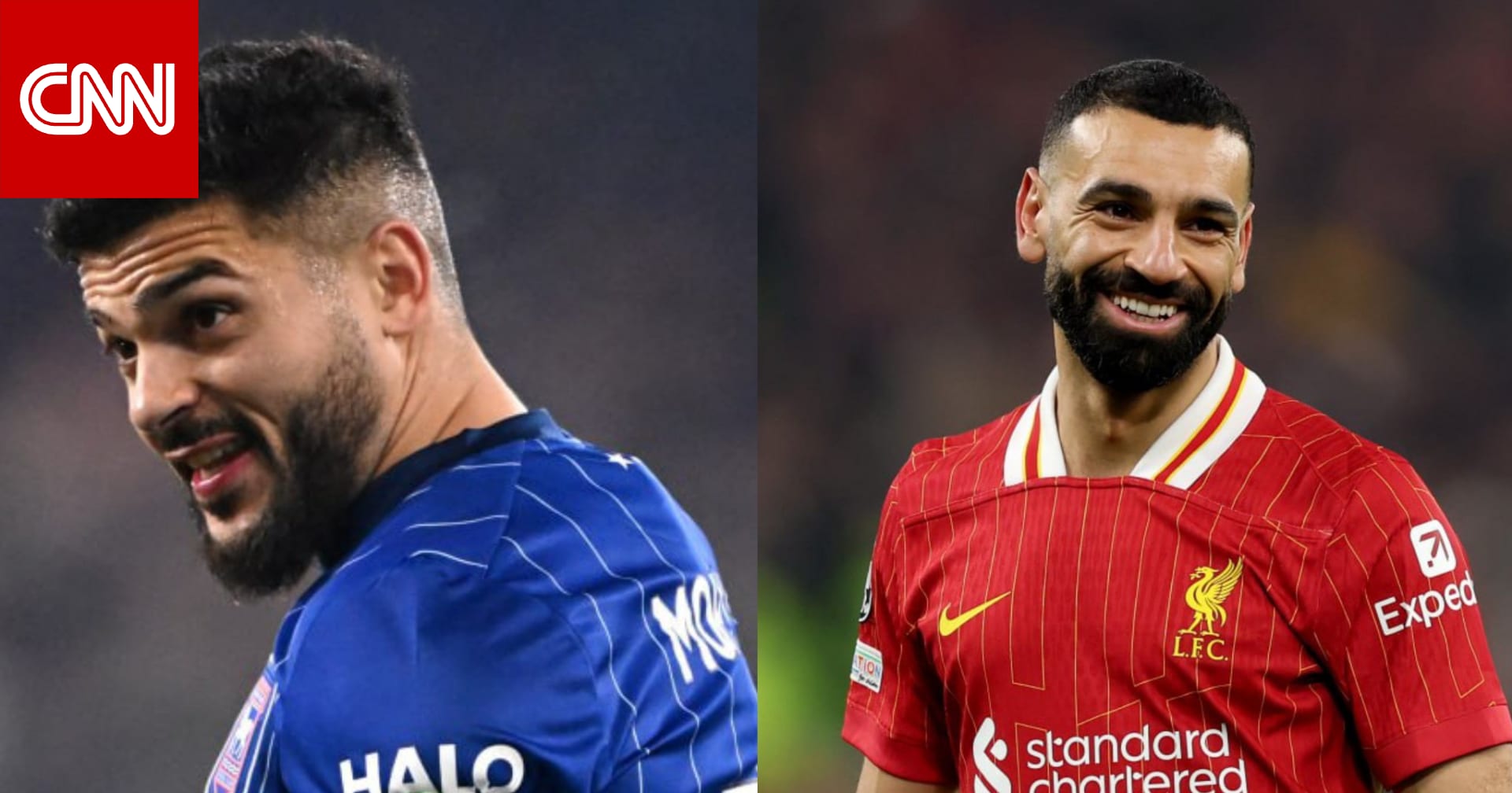 لقطة بين محمد صلاح وسام مرسي بعد مباراة في الدوري الإنجليزي تخطف الأنظار