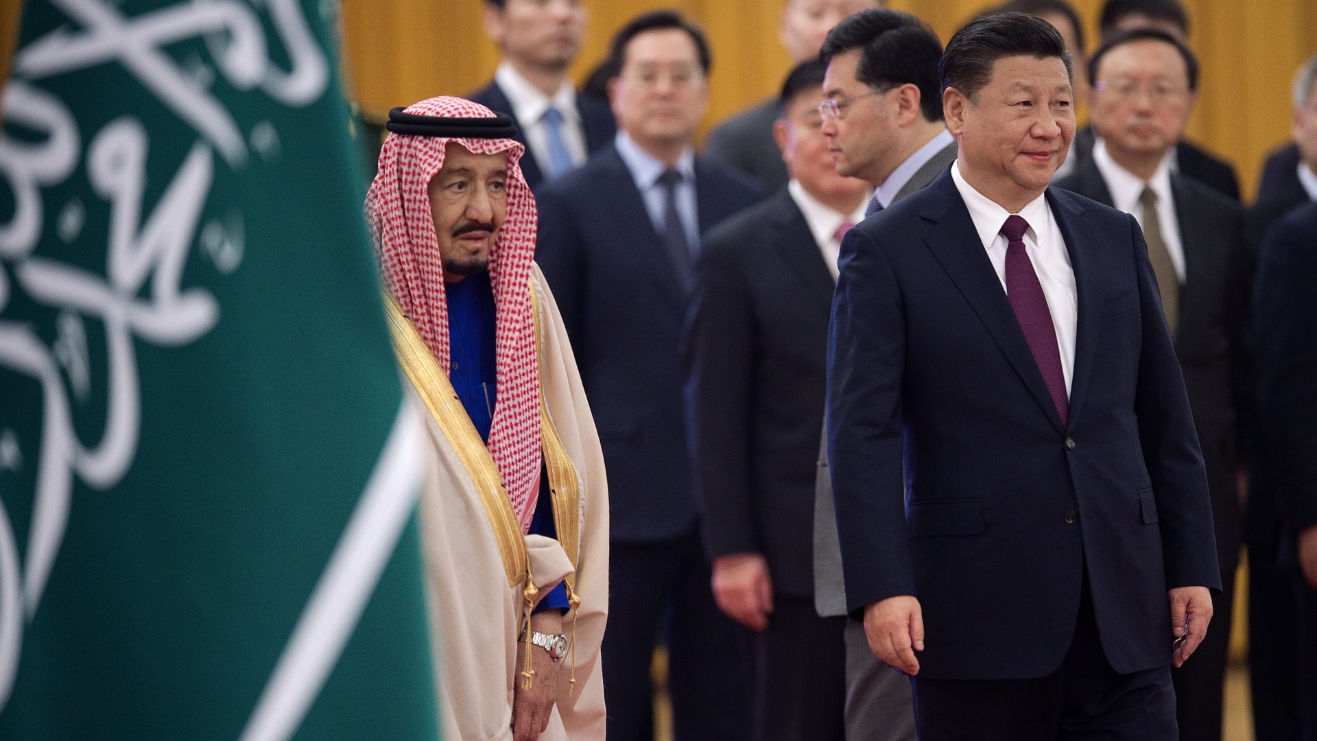 صورة ارشيفية للعاهل السعودية والرئيس الصيني 