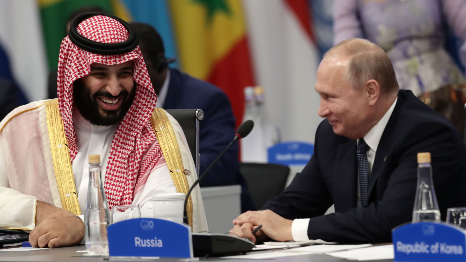 Crown Prince Mohammed bin Salman and Russia's President Vladimir Putin